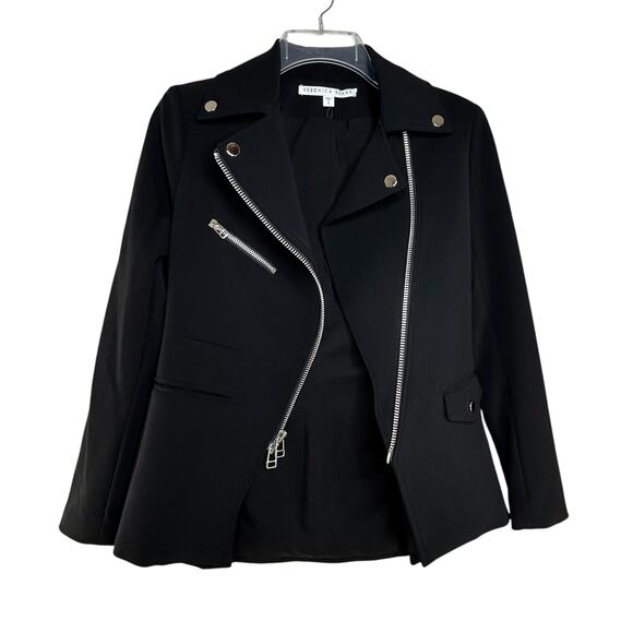 Veronica Beard Hadley Moto Scuba Jacket Size 0 Black Dickey Compatible ASO - Picture 5 of 12